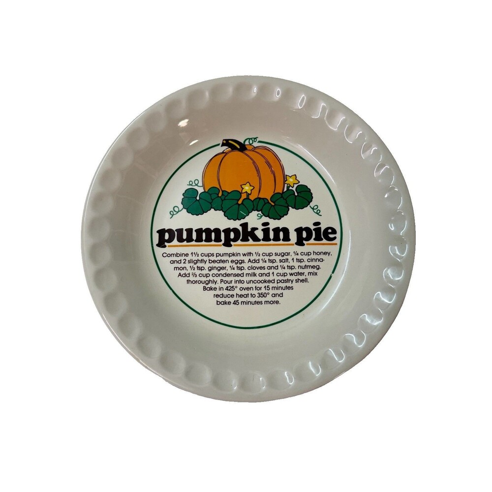 Vtg Mount Clemens Pottery Pumpkin Pie Recipe Plate 11.25” Thanksgiving Fall